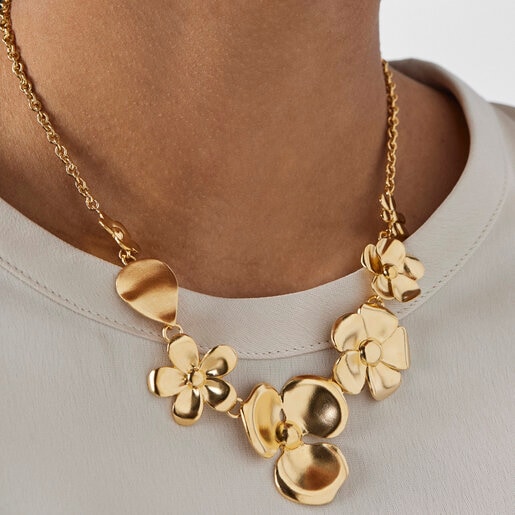 Silver Vermeil Fragile Nature flowers Necklace