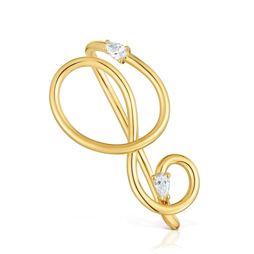 Anillo abierto con baño de oro 18 kt sobre plata y diamantes creados en laboratorio Lio LGD