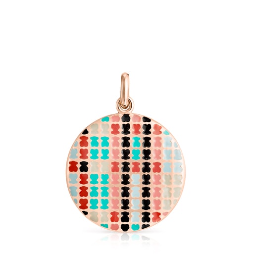 Tartan Pendant in Rose Silver Vermeil with Enamel