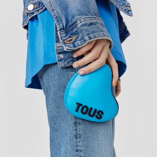 ブルーのハート型コスメポーチ TOUS Carol