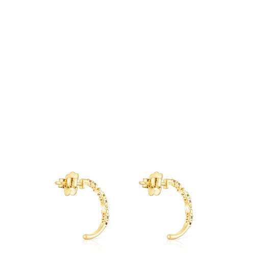 Gold Virtual Garden Hoop earrings with gemstones