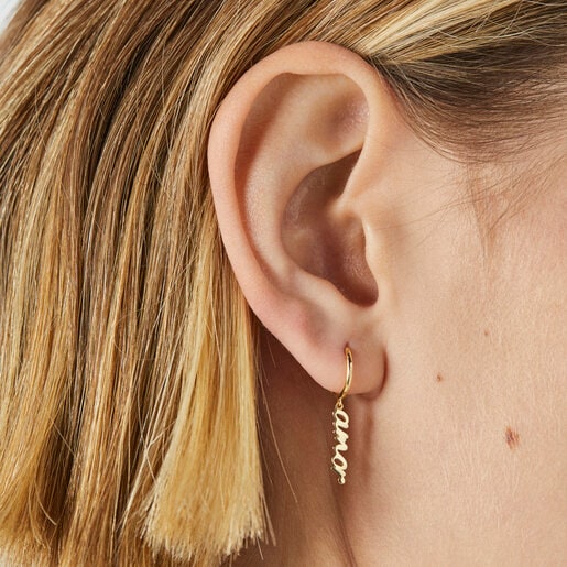 Gold Crossword Love Earring