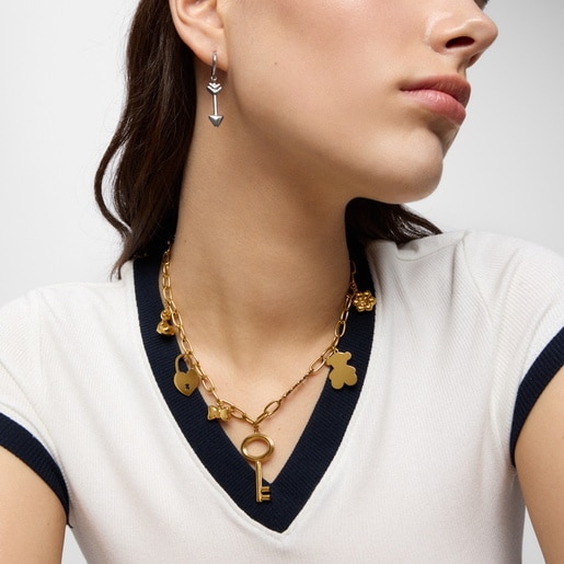 Gold-colored steel Necklace with hanging charms TOUS Charming