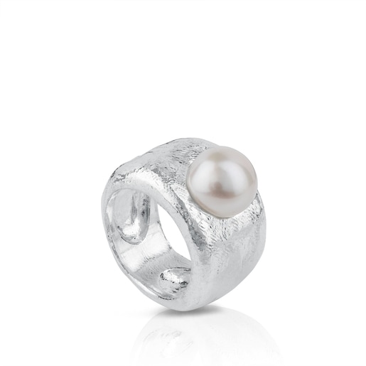 Anello Duna in argento sterling e perla di coltura