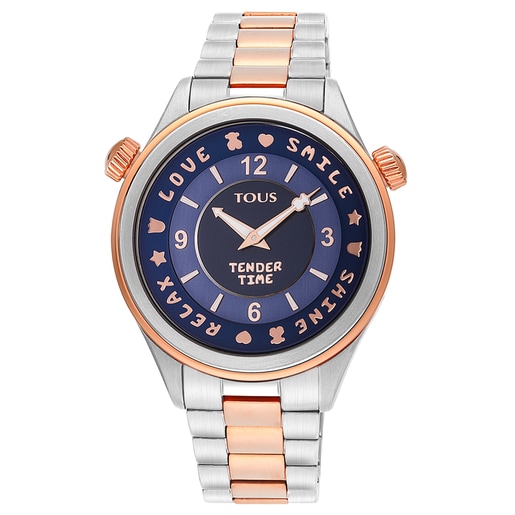 Montre Tender Time en acier inoxydable avec cadran bleu