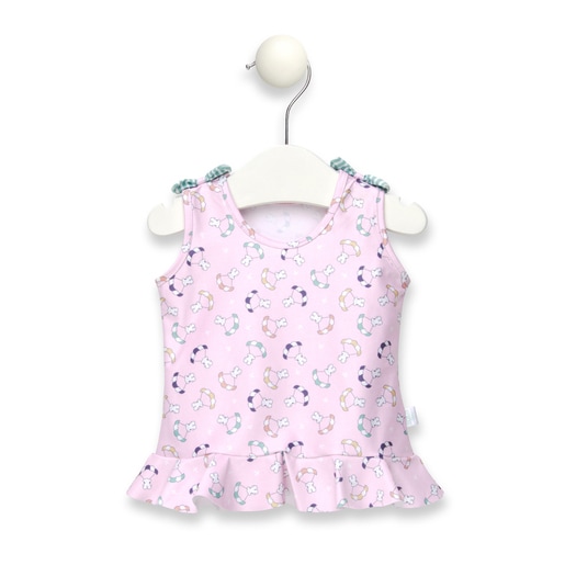 Flying beach dress with bows in pink