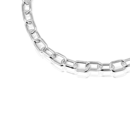 Collar corto XXL de plata Hold Oval