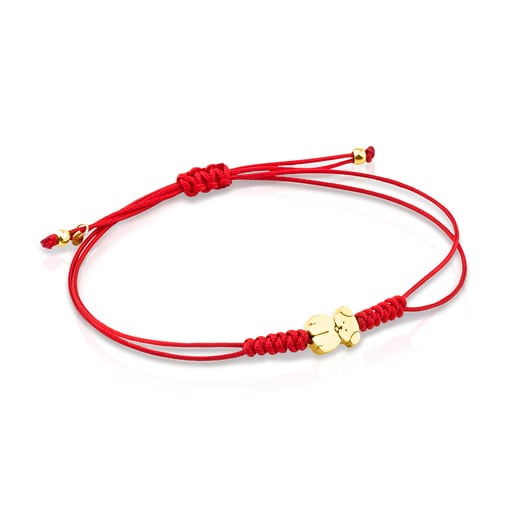 Gold Super Micro Bracelet with red Cord | TOUS