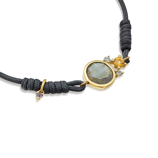 Nylon Virtual Garden Bracelet with labradorite and gold