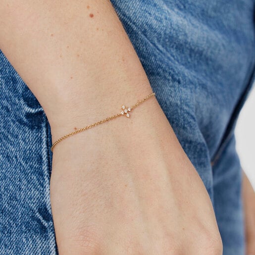 Gold Cross bracelet with diamonds Les Classiques | TOUS