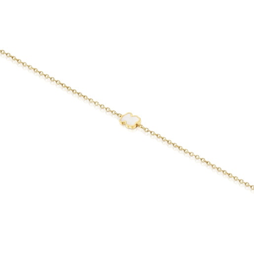 Pulsera cadena de oro 14 kt y nácar XXS
