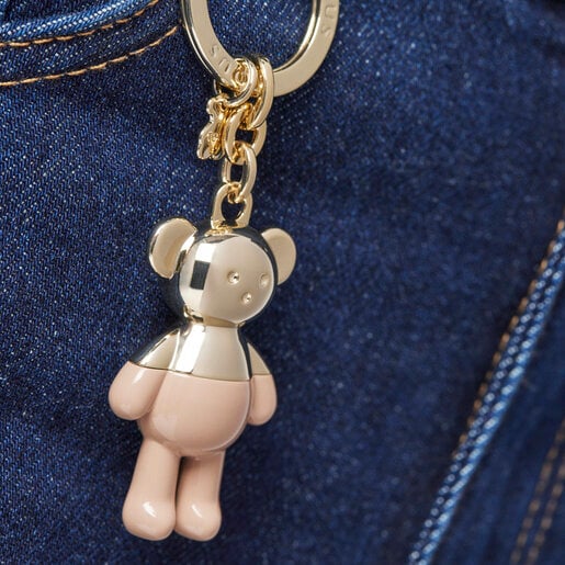 Gold and taupe-colored Teddy Bear Key ring