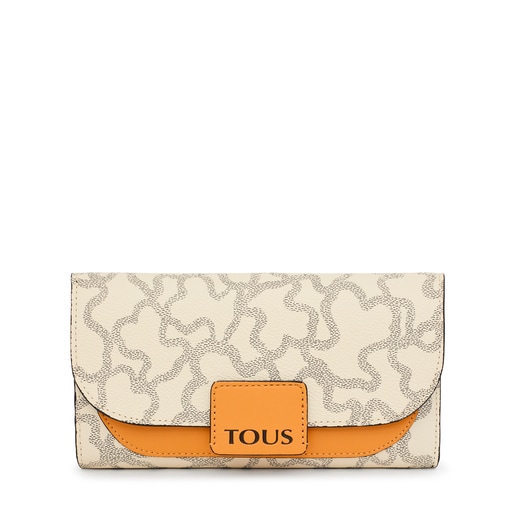 Portefeuille long Amaya Kaos Icon beige et moutarde