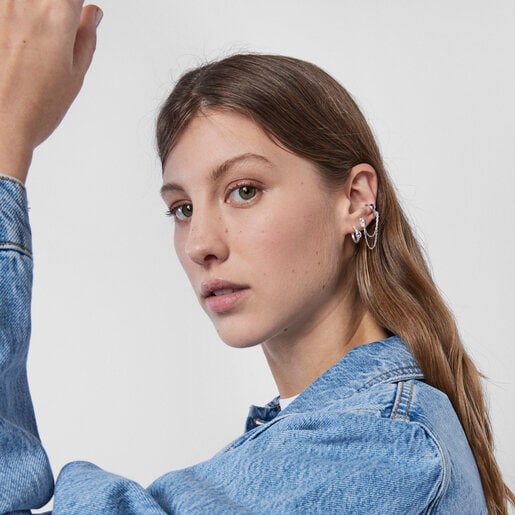 Bague d’oreille Oceaan Duna en argent et améthyste