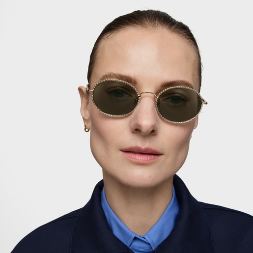 Gold-colored Sunglasses Bear Straight New