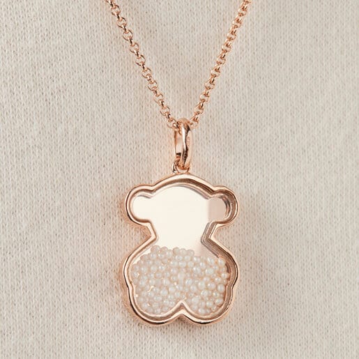 Colgante con baño de oro rosa 18 kt sobre plata y perlas Areia