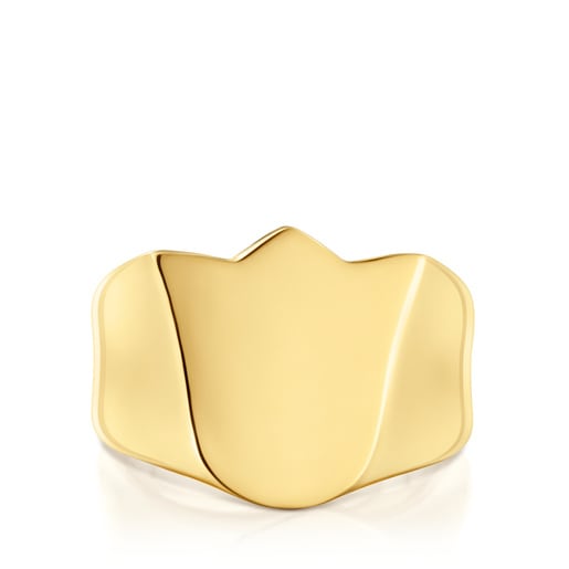 Anillo sello tulipa con baño de oro 18 kt sobre plata Sweet Dolls