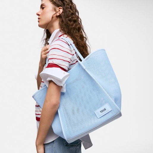 Large sky blue Tote bag TOUS Tulip Mesh