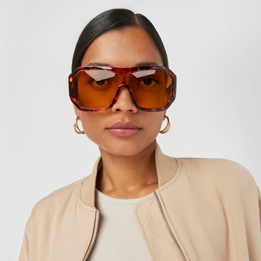 Havana-colored Sunglasses Studs Mask