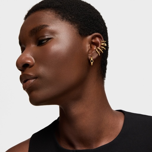 18 mm Hoop earrings with 18kt gold plating over silver and black spinel TOUS Line