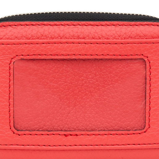 Coral-colored leather TOUS Balloon change purse