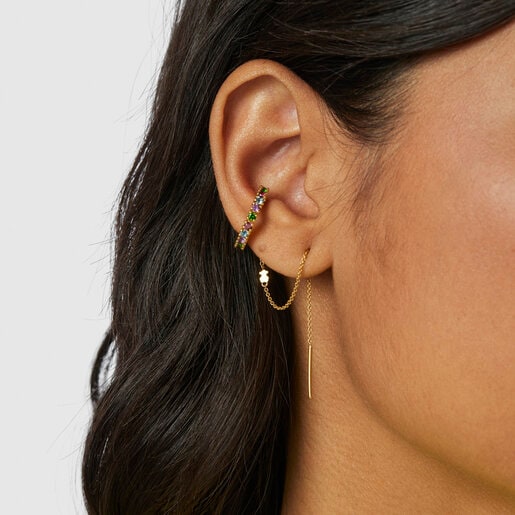 Silver vermeil TOUS Straight Earcuff earrings with gemstones