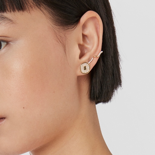 Gold Oursin Earrings with 0.42ct diamonds