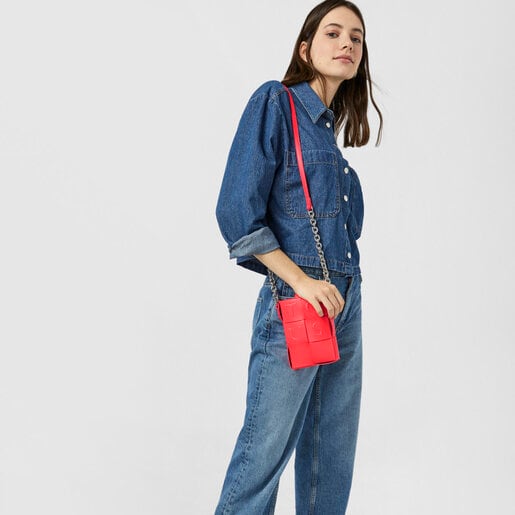 Mini bolso rosa fluorescente y marrón TOUS Damas