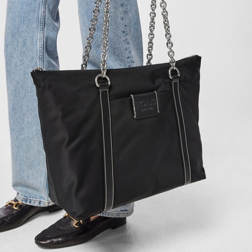Large black Empire Soft Chain Tote bag | TOUS