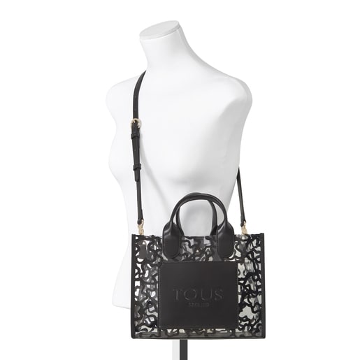 Shopping mediano Amaya Vinyl transparente negro