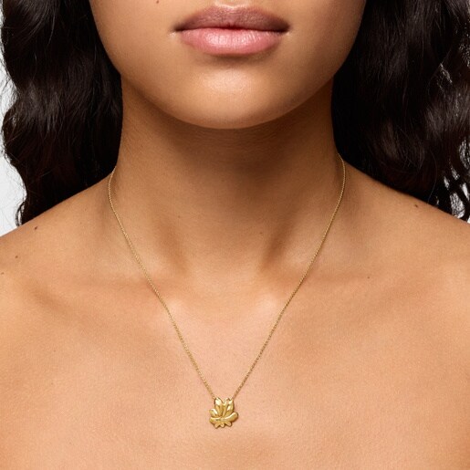 Short 18kt gold plating over silver Necklace with motif Yagrumo