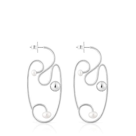 Boucles d’oreilles Tsuri en argent et perles de culture