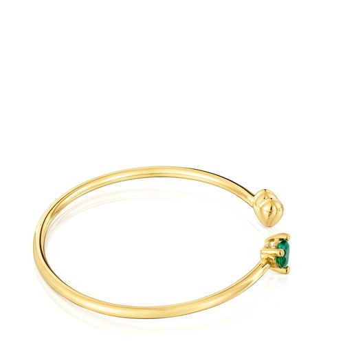 18kt gold plating over silver Bangle with laboratory-grown emerald Garden Of Love LGG