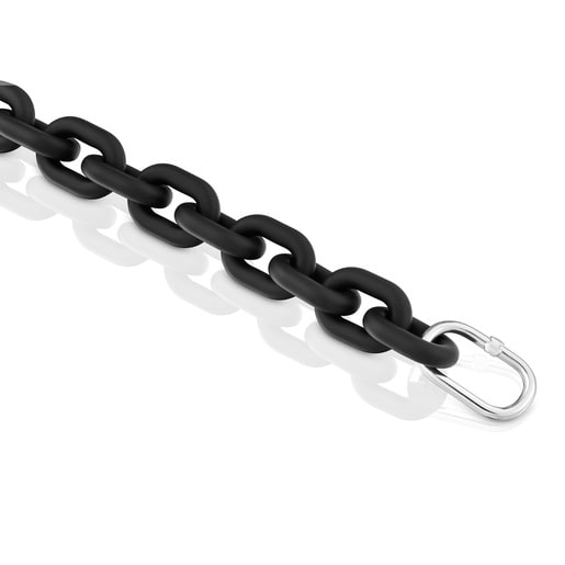 Silver chain Bracelet in black with ring TOUS Hold Oval