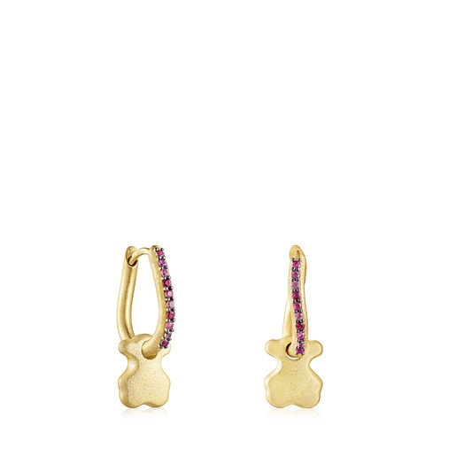 Silver vermeil Luah bear Earrings with sapphires | TOUS