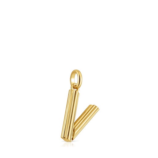 Medium 18kt gold plating over silver letter V Pendant TOUS Alphabet