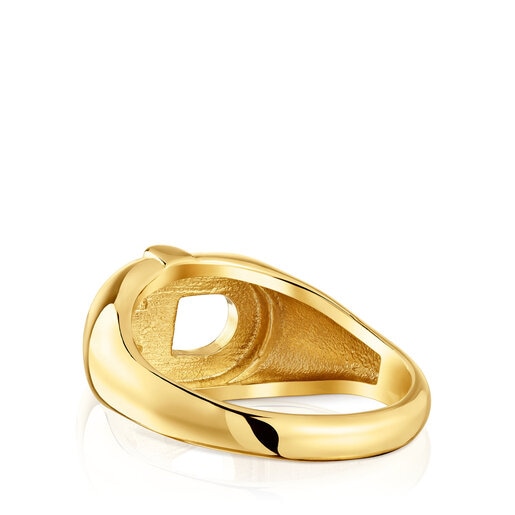 טבעת חותם TOUS MANIFESTO בציפוי זהב 18 קראט על כסף