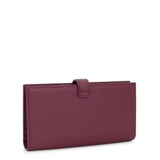 Portefeuille Flap en cuir bordeaux grand TOUS Miranda