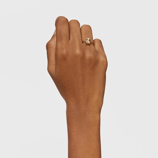Medium gold and diamonds bear Ring Lligat
