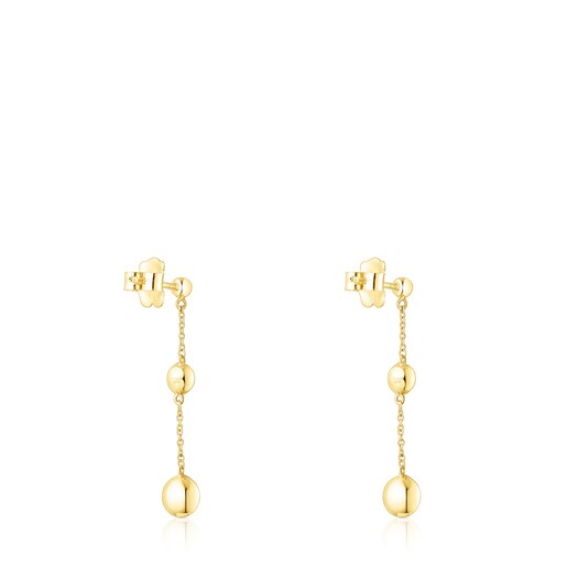 Long gold Magic Nature Earrings with diamonds