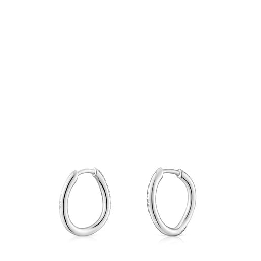 White gold hoop earrings with diamonds New Hav