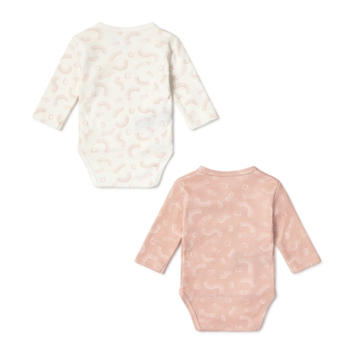 Pack of wrap-over baby bodysuits in Arc pink