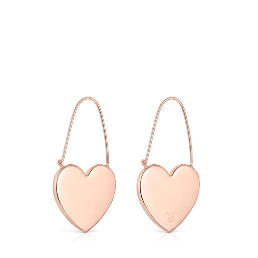 Lange Ohrringe Sweet Dolls mit Herz aus rosa Vermeil-Silber