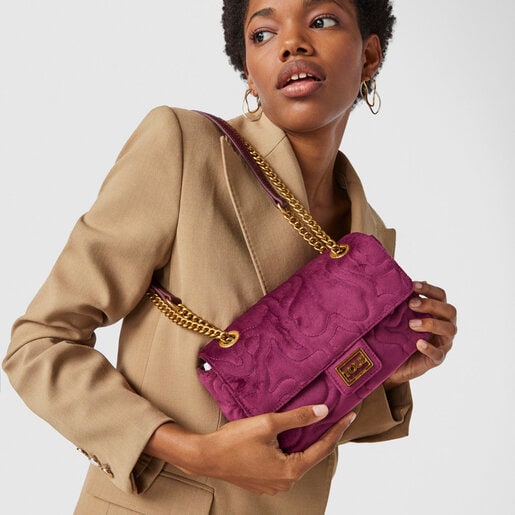 Medium burgundy Kaos Dream Velvet shoulder bag with flap