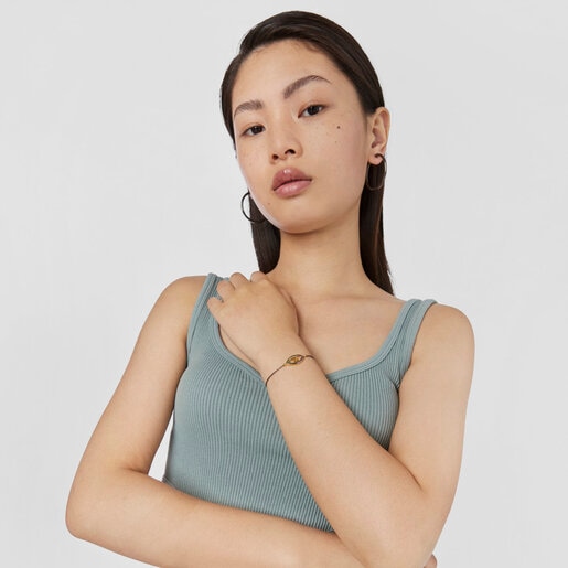 Pulsera ojo con baño de oro 18 kt sobre plata, plata dark silver y gemas TOUS Good Vibes