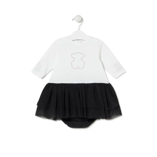 Girls dress with coordinating fabrics in Party white