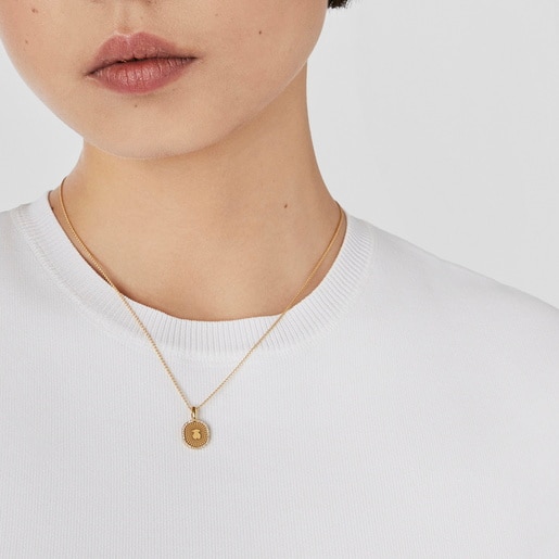 Gold Oursin Pendant with 0.09ct diamonds