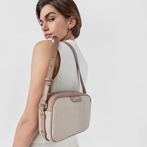 Taupe colored Script Day Crossbody bag
