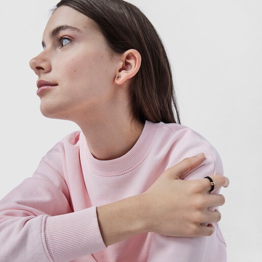 Кольцо Real Sisy из стали с черным IP-покрытием и покрытием из розового золота с ониксом 