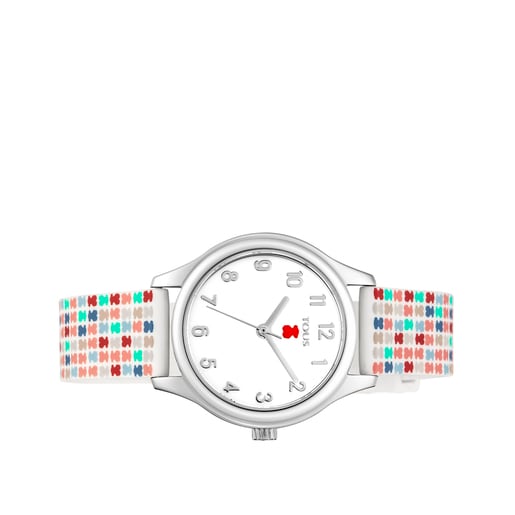 Reloj analógico Tartan Kids de acero con correa de silicona multicolor